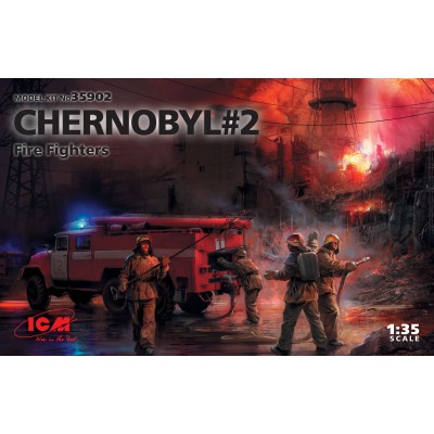 CHERNOBYL#2 - FIRE FIGHTERS WITH FIRE TRUCK - 1/35 SCALE - ICM
